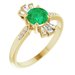 14K Yellow Lab-Grown Emerald & 1/6 CTW Natural Diamond Ring
